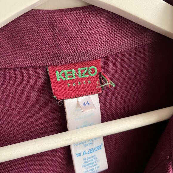 Kenzo Paris Deep Purple Linen Button Top - Picture 2 of 10